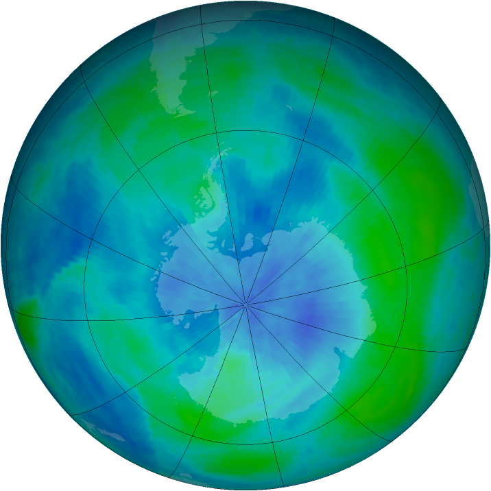 Antarctic ozone map for 08 March 1986